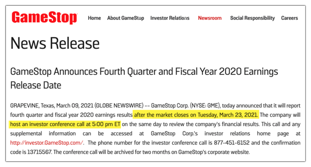 GameStop Announces Q4 Earnings Release Date GameStop Due Diligence