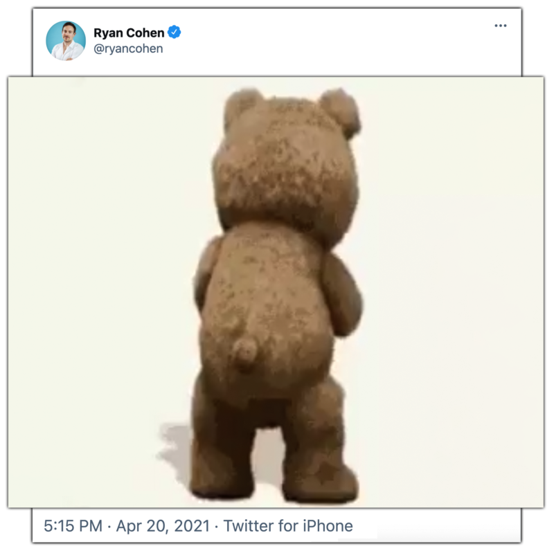 Ryan Cohen Tweets Bear Jerking Off Gamestop Due Diligence •